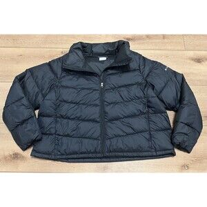 Women’s Columbia Puffer Coat Jacket Black Cropped Size 2X EUC!